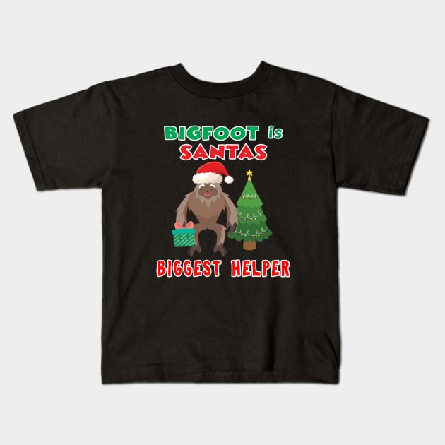 Santas Biggest Helper Squatchy Christmas Present. Kids T-Shirt by Maxx Exchange